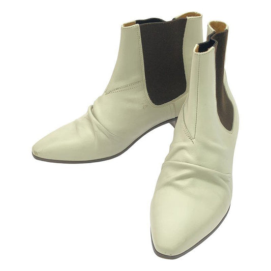 Celine - Phoebe Period Side Gore Leather Short Boots - 37 - White Dark Brown -