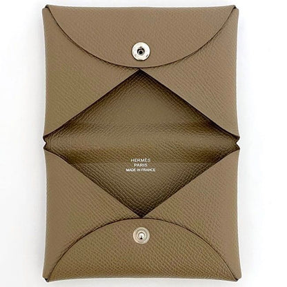Hermes Card Case Calvi Beige Etoupe F20535