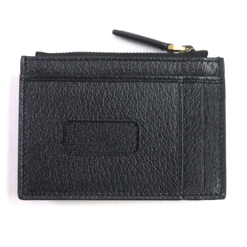 Gucci 657589 Leather GG Marmont Business Card Holder Card Case Black Gold