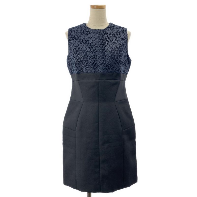 Christian DIOR - Flower Lace Back Zip Sleeveless Dress Fully Lined - 38 - Black