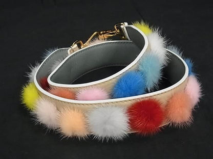 Fendi Strap You Fur And Leather Shoulder Strap For Bag Beige And