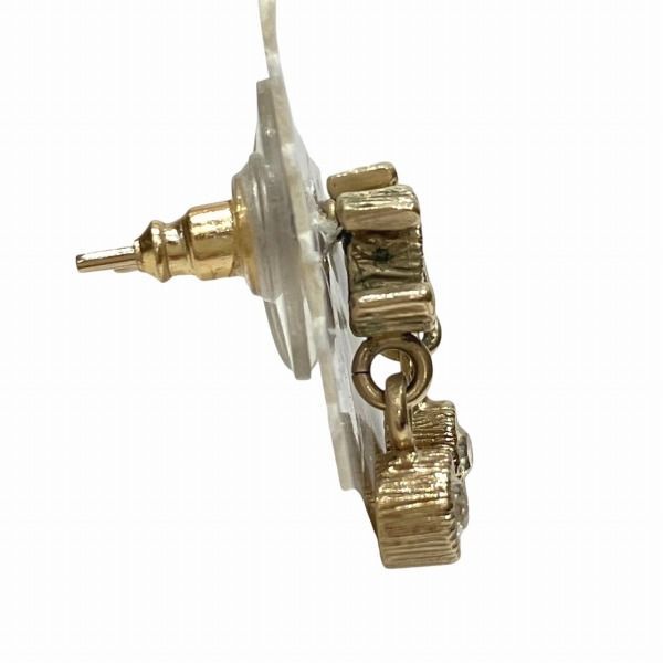 Chanel Coco Mark Rhinestone Silver Swing Branded Accessories Earrings Women