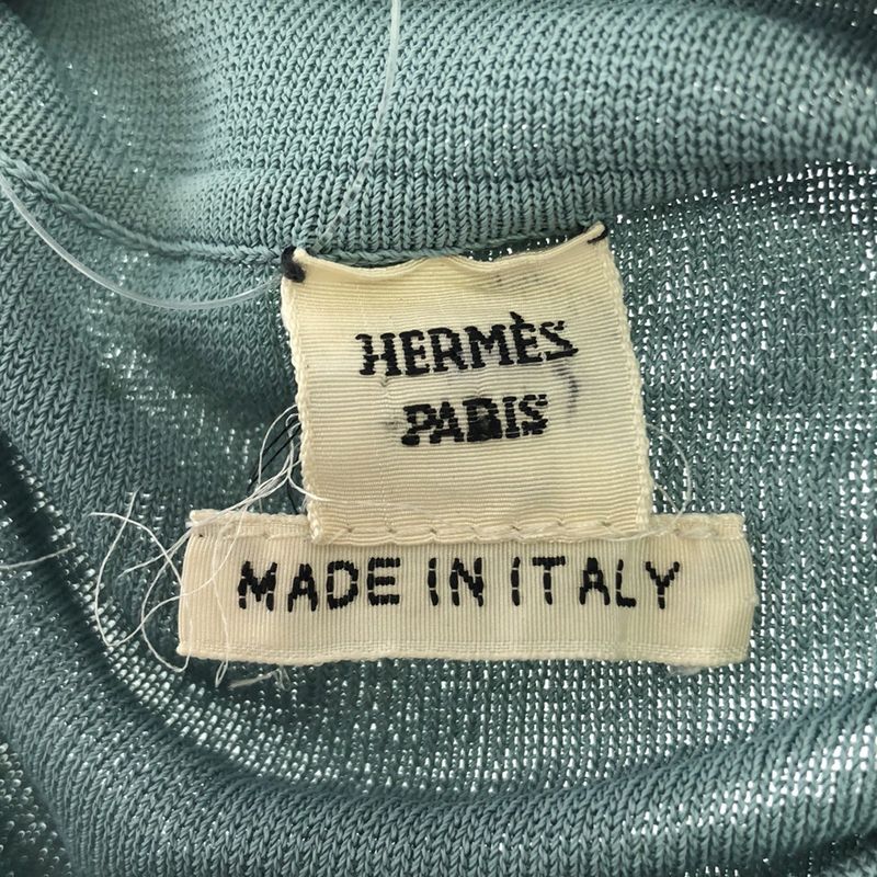 Hermes Viscose Knit Polo Shirt Mint Green Sm