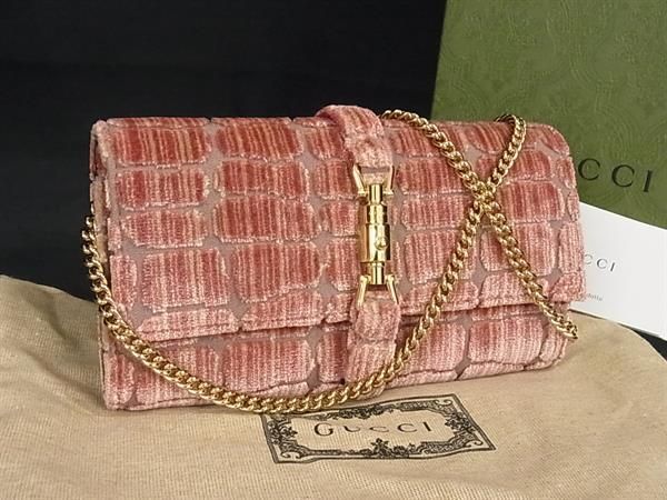 Gucci 652681 Jackie 1961 Velour Crocodile Shoulder Bag Shoulder Wallet In