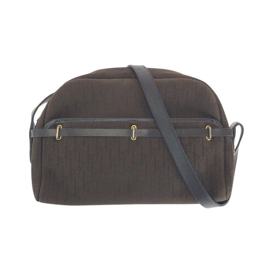 DIOR Vintage Trotter Brown Gold Hardware Canvas Shoulder Bag Women 504833