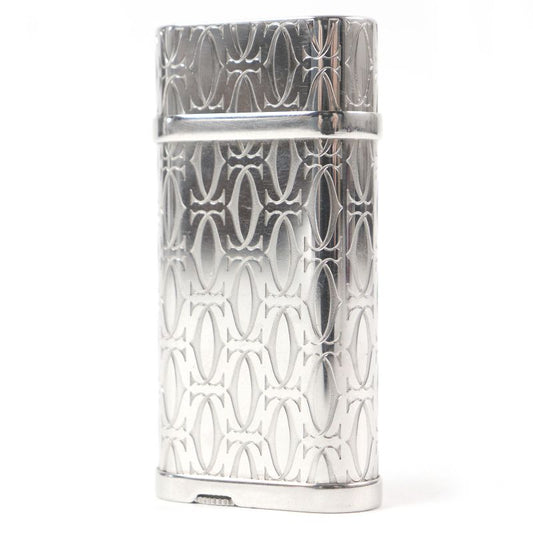 Cartier Godron Happy Birthday 2C Decor Oval Gas Lighter Silver Swiss Made