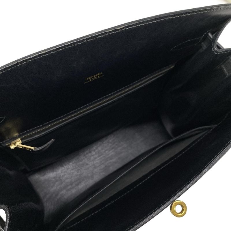 Hermes Kelly Sport GM Black Outside Stitching/gold Hardware