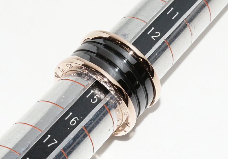 Bulgari Ring 18K Pink Gold Black Ceramic Bzero1 Ring 4 Bands 345853