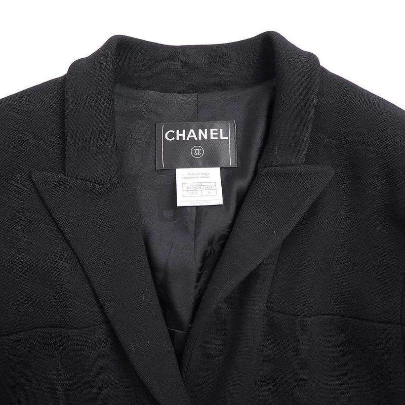 Chanel 2007aw Braided Coco Mark Button Long Jacket P31269v21533 Black 36