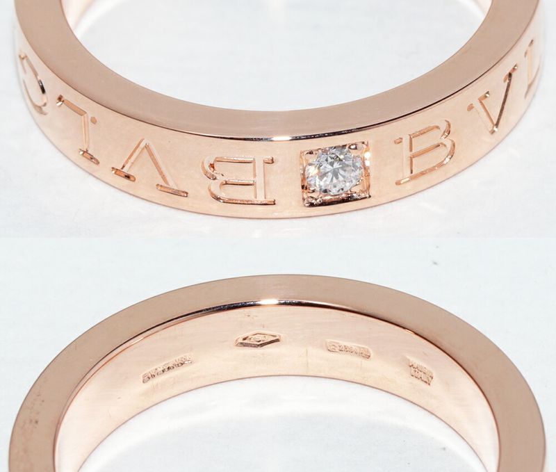 Bulgari Ring 18K Pink Gold Diamond 1p(004ct) Bzero1 Ring Bulgari Double Logo
