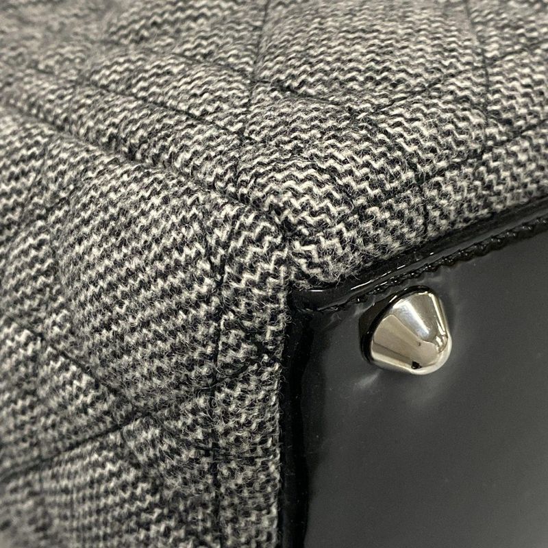 Dior/christian Dior Handbag Lady Dior Large Bag Gray And Black Wool Leather