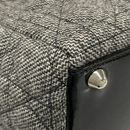 Dior/christian Dior Handbag Lady Dior Large Bag Gray And Black Wool Leather