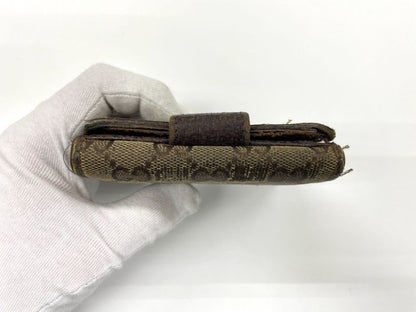 Gucci GG Canvas Leather Compact Wallet Double Fold Wallet Double Hook 112716