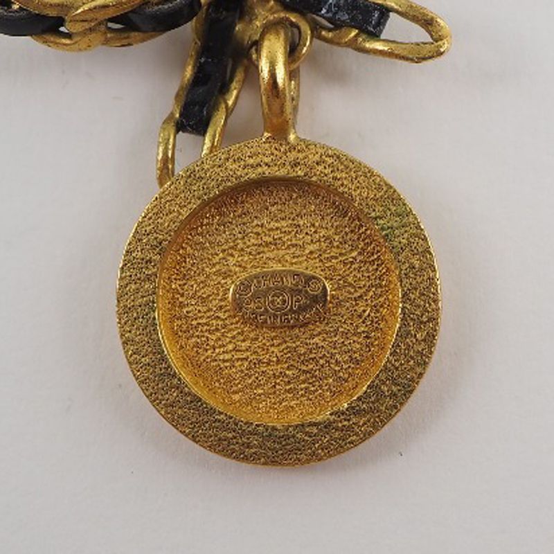 Chanel Coin Ribbon Vintage Choker Gold Plated And Rhinestone Gold 96P Ladies