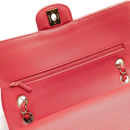 Chanel Matelasse Coco Mark W Flap Chain Shoulder Bag Handbag Pink Caviar Skin