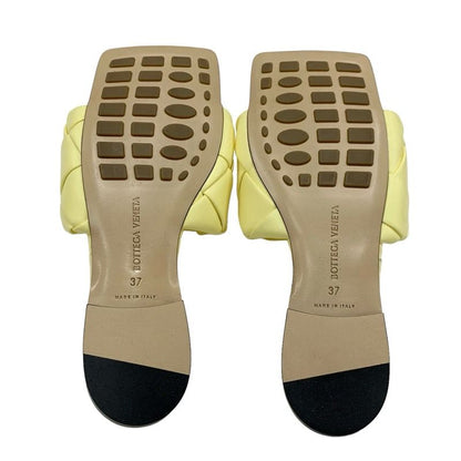 Bottega Veneta Lido Sandals Shoes Leather Yellow Flat Sandals Mules Intrecciato