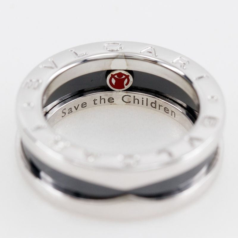 Bvlgari Bulgari Save The Children Silver 925 X Black Ceramic #8 Ladies 6.3g Ring