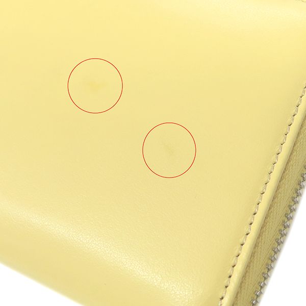 Fendi Long Wallet Robot Face Zip Around Leather Yellow Silver Hardware Round