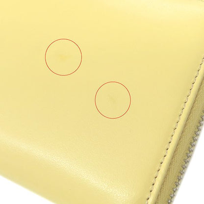 Fendi Long Wallet Robot Face Zip Around Leather Yellow Silver Hardware Round