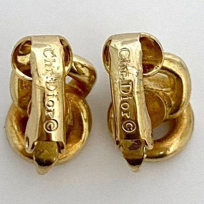 Christian Dior Earrings Gold With Clear Stones