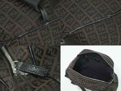 Authentic Fendi Zucchino Handbag Canvas Brown 16533 Zucchino Bag Pre-owned