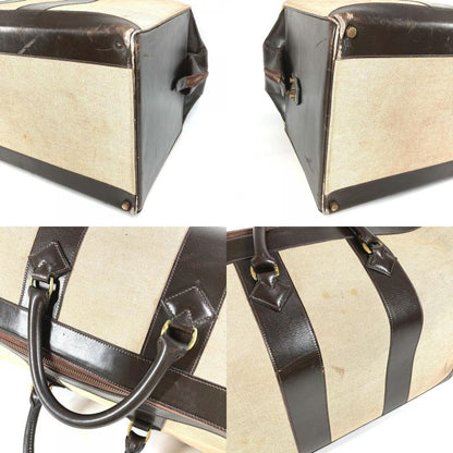 Hermes Boston Bag Leather / Canvas Beige