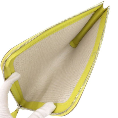 Hermes Zip Tablet Vaux Epson Lime Engraved A (2017) Yellow Clutch Bag 0062