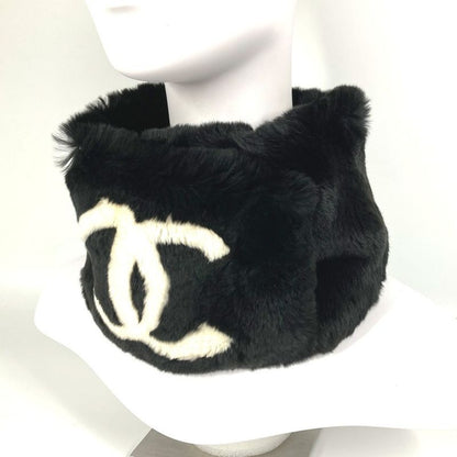 Chanel Scarf CC Logo Coco Mark Tippet Black