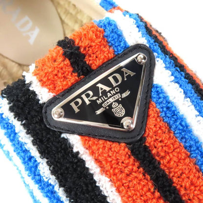 Prada 1s840m Terrycloth Triangle Logo Espadrilles Flat Shoes Slip-on Arancio 36