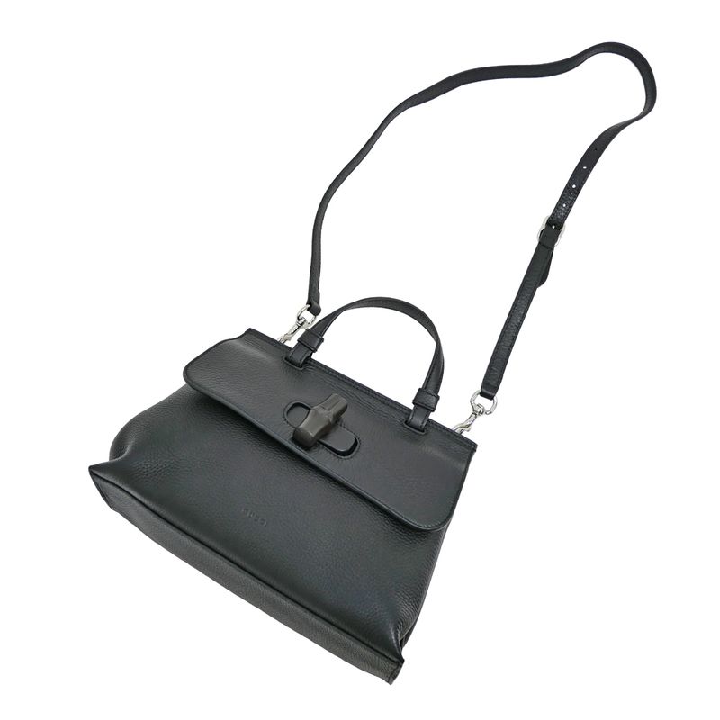 Gucci Daily - Bamboo - 2WAY Handbag Black Shoulder - Leather 370831