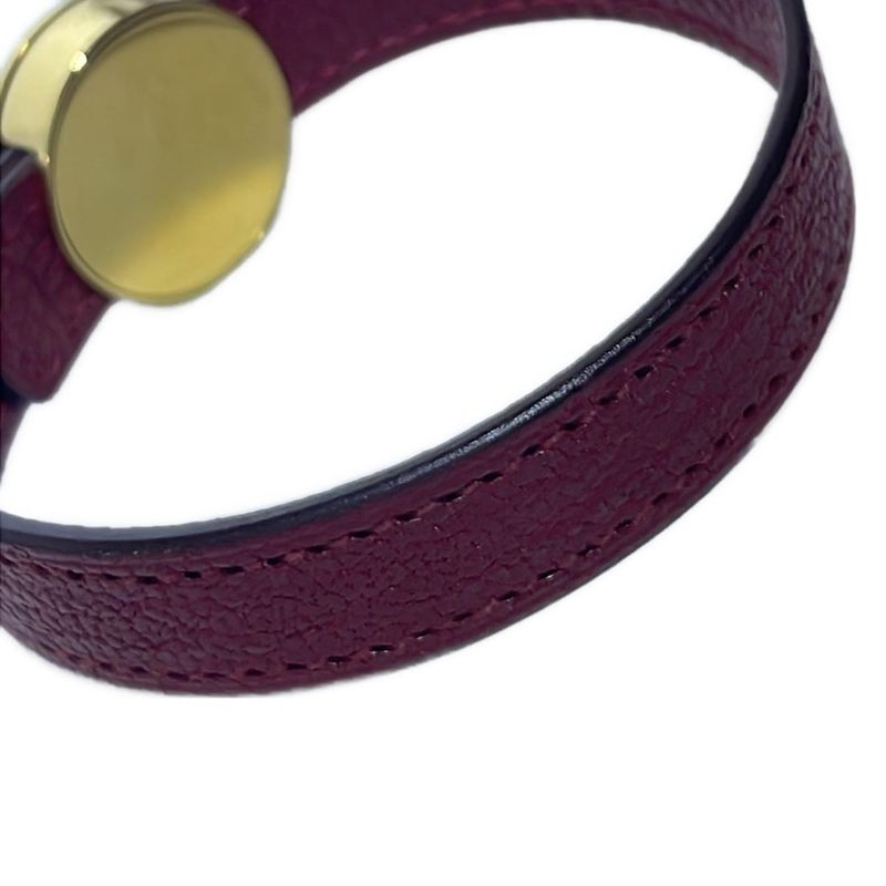 Hermes Bracelet Serie Leather Bordeaux And Gold Hardware