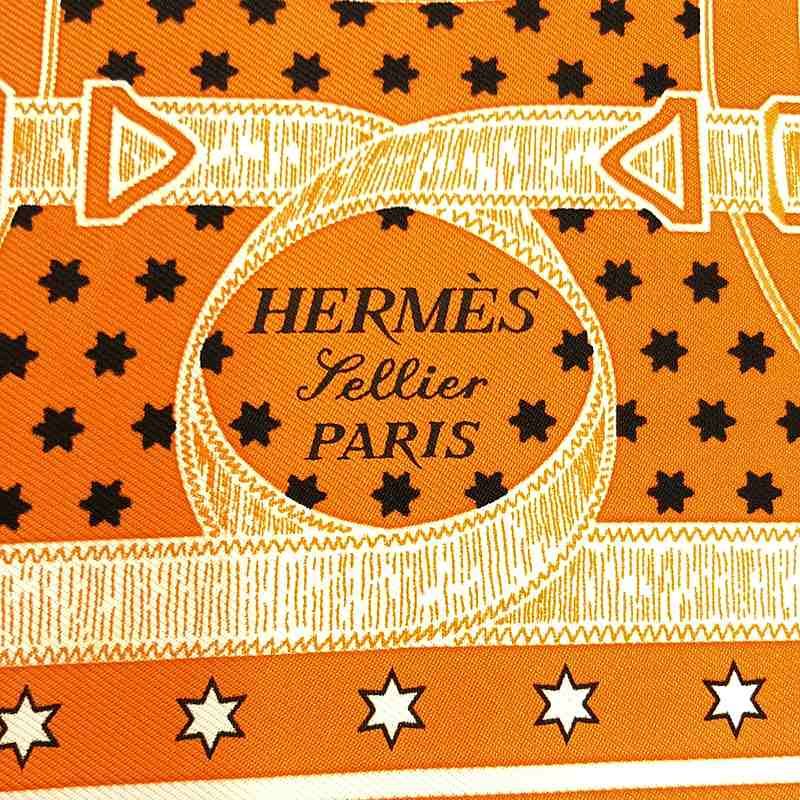 Hermes Carré 55 Apron D'or Golden Spur Silk Scarf - Orange