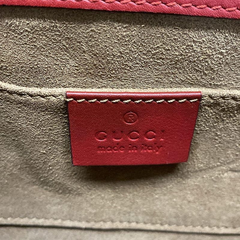 Gucci Shoulder Bag Padlock GG Small 409487 Dark Brown Beige And Red Chain