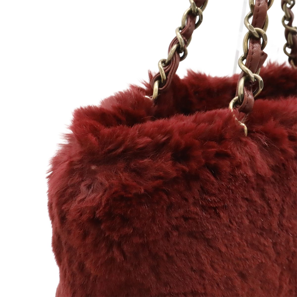 Chanel Lapin Rabbit Fur Coco Mark Chain Bag Shoulder Bag Bordeaux Gold Hardware