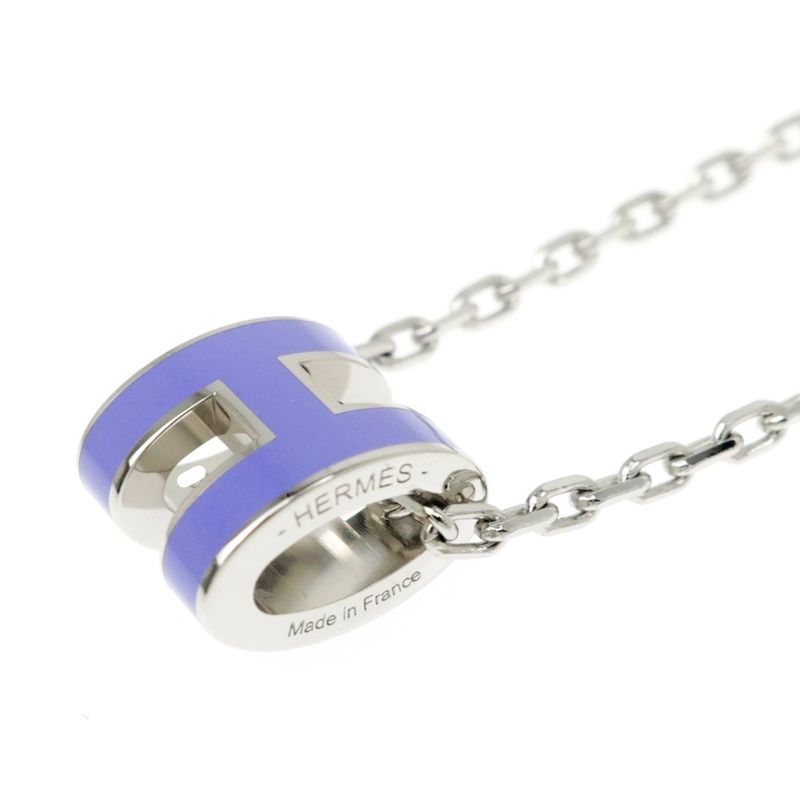 Hermes Necklace Pop Ash Mini Pendant H Lila Silver-color- Accessories-