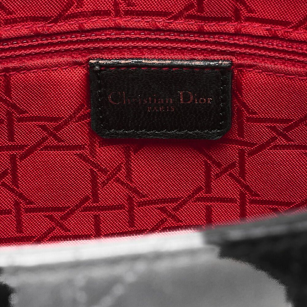 DIOR Lady Dior Cannage Handbag 2-way Lamb Skin Black Large Size (gold Hardware)