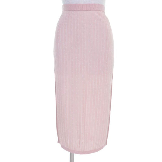 Fendi 2023 Fzq689 Logo-striped Knit Long Skirt Pink 40 Genuine