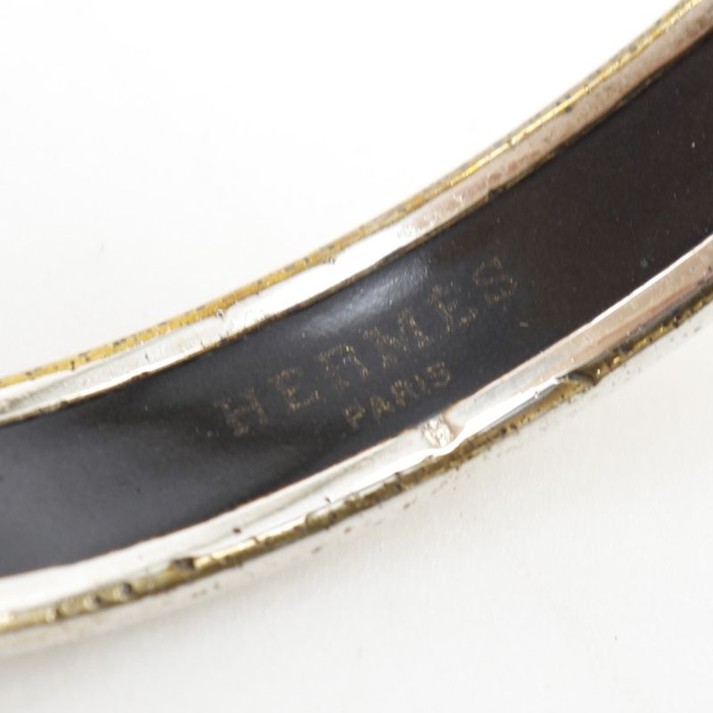 Hermes Emile PM Cloisonne Sun Moon And Stars Metal White Ladies 19.0g Bangle