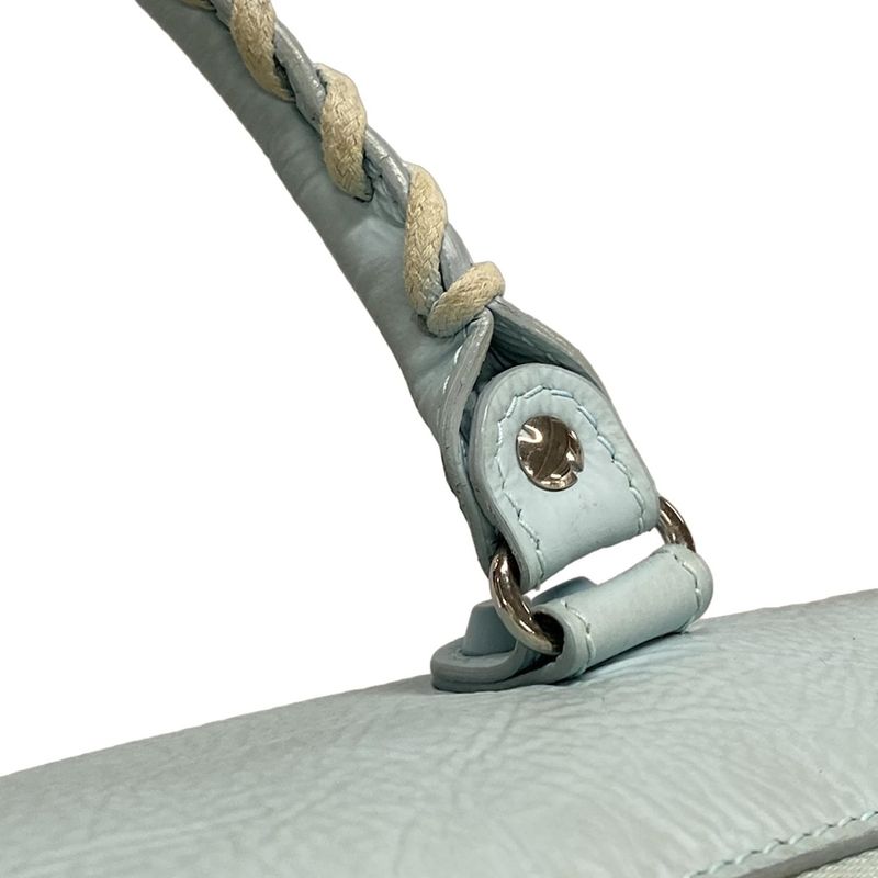 Balenciaga Handbag Classic Mini Twiggy 327103 Light Blue Coated Leather