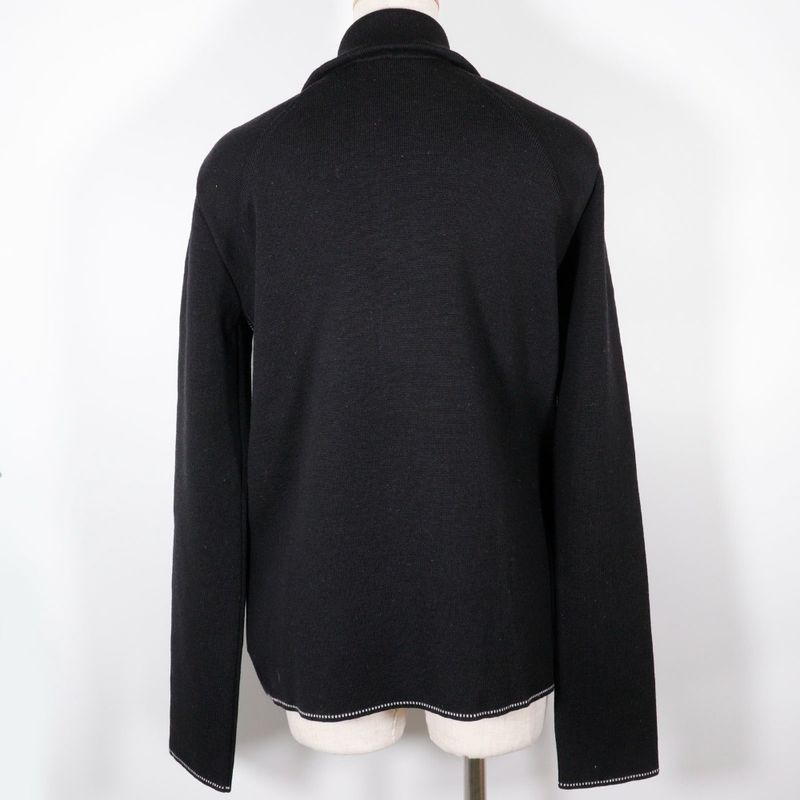 Chanel Sport Line Side Logo 03A P22075v01420 Wool Black Women's Cardigan