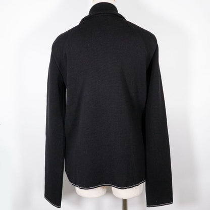 Chanel Sport Line Side Logo 03A P22075v01420 Wool Black Women's Cardigan