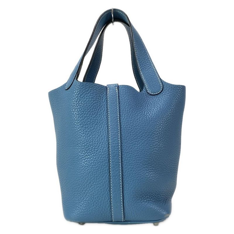 Hermes Handbag Picotin Lock PM Blue Jean Silver Hardware