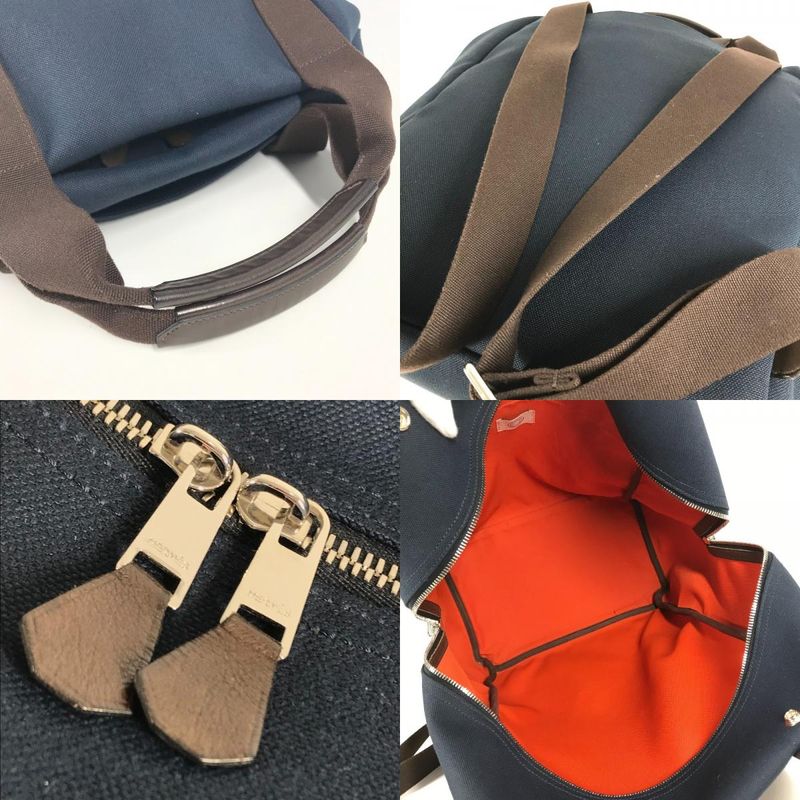 Hermes Backpack Sac Depansage Groom Cotton Navy