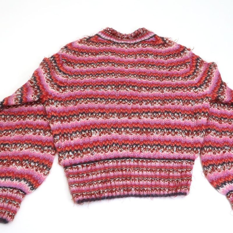 Chanel Border Knit P72980 K10502 Alpaca Silk V-neck Pink #36 Sweater Chanel