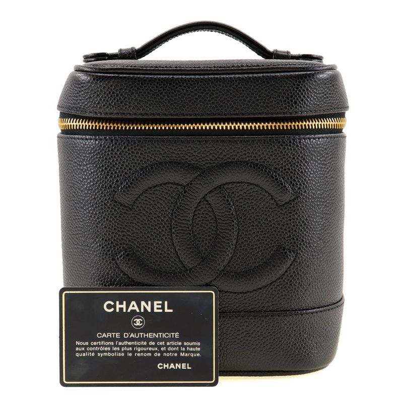Chanel Vanity A01998 Caviar Skin Black Ladies Handbag