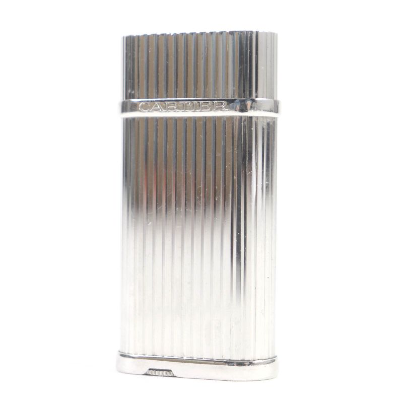 Cartier Godron Stripe Pattern Oval Roller Smoking Tool Silver