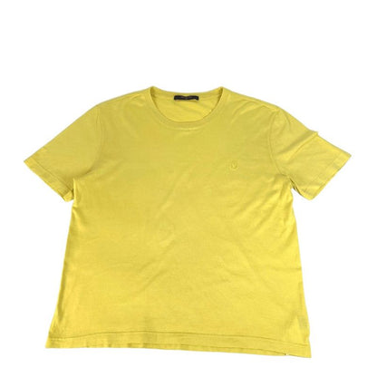 Louis Vuitton Short-sleeved T-shirt Logo LV Circle Cotton Yellow