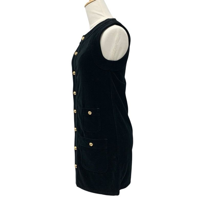 Celine Dress Cotton Black Gold Triomphe Velor Sleeveless