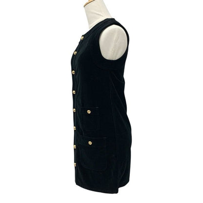 Celine Dress Cotton Black Gold Triomphe Velor Sleeveless