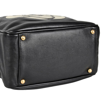 Chanel Camellia Tote Bag Lambskin Black White Logo